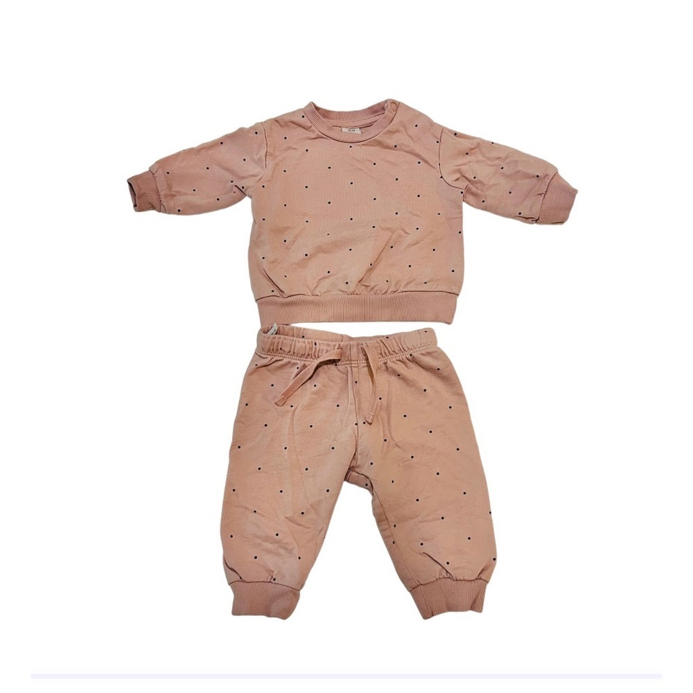 H&M Pink Baby’s Polkadot Sweatshirt Cozy Long Sleeve and Matching Sweatpants